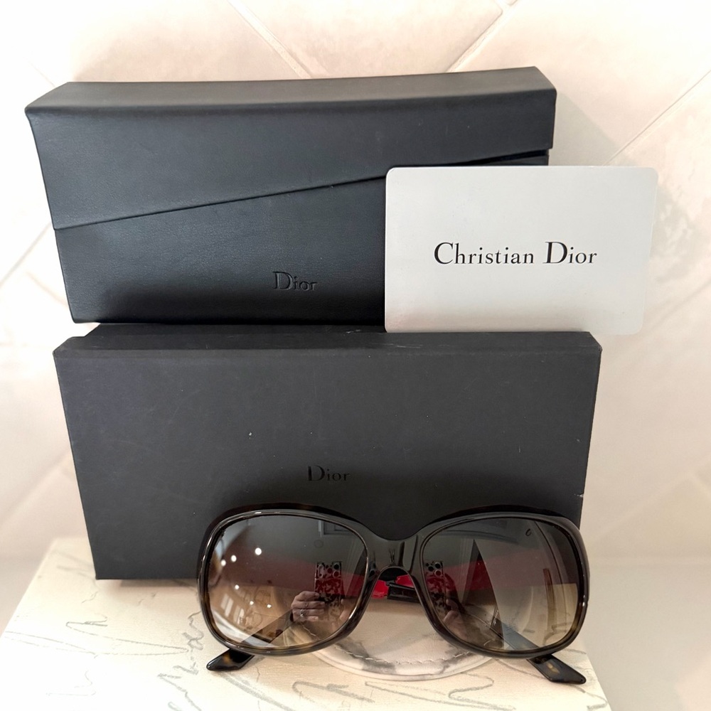 NWOT Authentic Christian Dior Brown and Red Sunglasses